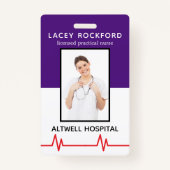 Badge Infirmière pratique autorisée LPN Purple Photo Méd (Devant)
