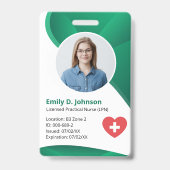 Badge Infirmière pratique diplômée en vert moderne LPN (Face)