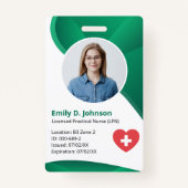 Badge Infirmière pratique diplômée en vert moderne LPN (Devant)