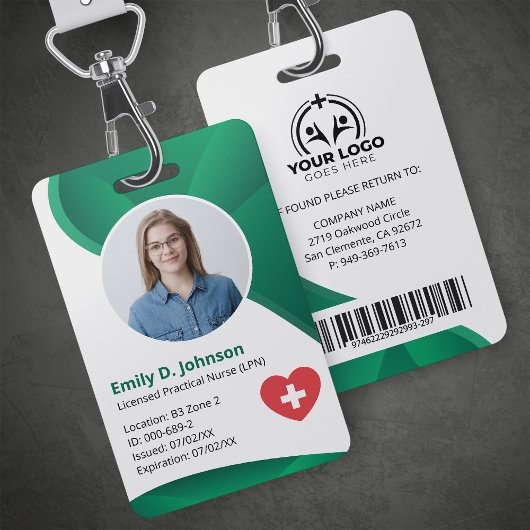 Badge Infirmière pratique diplômée en vert moderne LPN