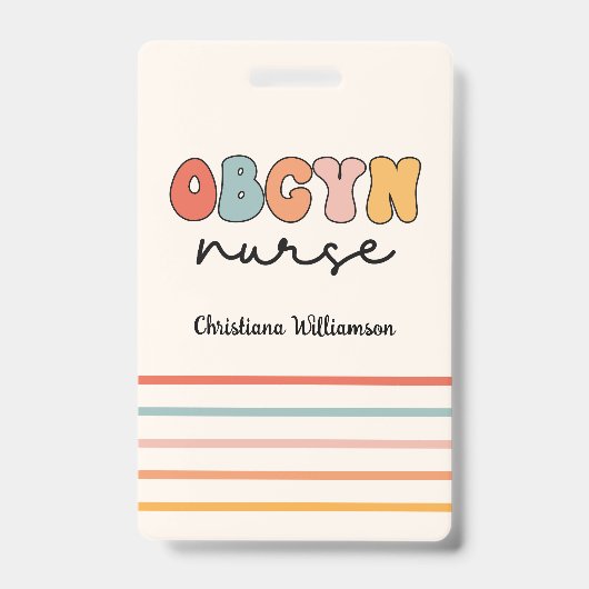 Badge Infirmière Retro OBGYN personnalisée (Face)