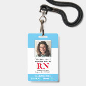 Badge Infirmière RN moderne (Avant avec lanière)