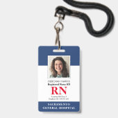 Badge Infirmière RN moderne (Avant avec lanière)