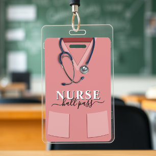 Badge Infirmière Scrubs Chemise Rose Stethoscope Hall Pa