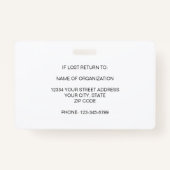 Badge Infirmière voyageuse Nom de la photo Logo de l'hôp (Dos)