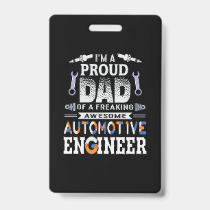 Badge Ingénieur père fier d'un ingénieur automobile