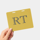 Badge Initiales Monogramme Or & Bleu Simple (Manuel / portable)