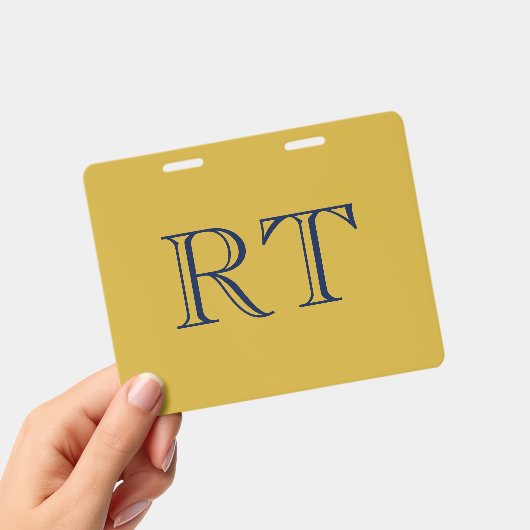 Badge Initiales Monogramme Or & Bleu Simple (Manuel / portable)