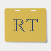 Badge Initiales Monogramme Or & Bleu Simple (Avant)