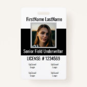Badge Insigne avant et arrière de l'agent d'assurance (Dos)