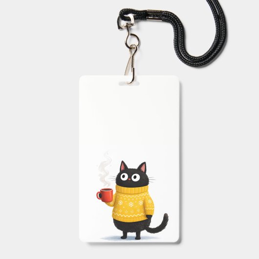 Badge insigne chat et café (Avant avec lanière)