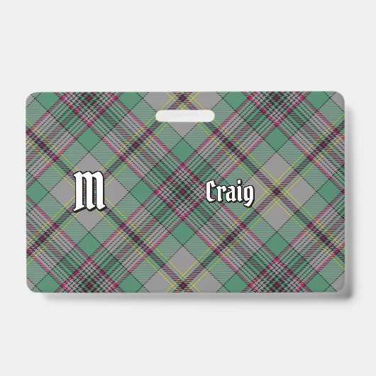 Badge Insigne Clan Craig Tartan (Face)