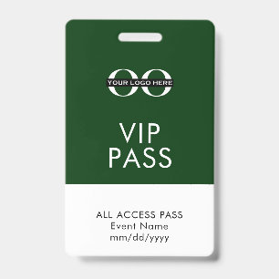 Badge Insigne d'accès VIP vert - Logo personnalisé - Inf