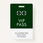 Badge Insigne d'accès VIP vert - Logo personnalisé - Inf (Dos)