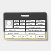 Badge Insigne d'agent de contrôle de caution (Arrière)