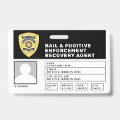 BADGE INSIGNE D'AGENT DE RÉCUPÉRATION DE FUGITIF ET D'AP (Arrière)