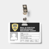 BADGE INSIGNE D'AGENT DE RÉCUPÉRATION DE FUGITIF ET D'AP (Arrière avec clip)