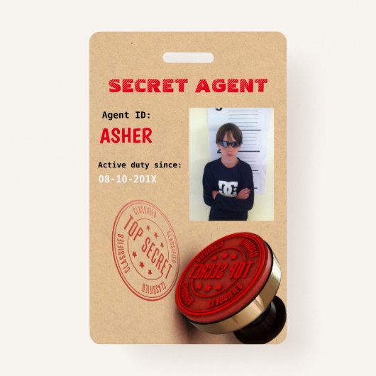 Badge Insigne d'agent secret de partie d'espion (Devant)
