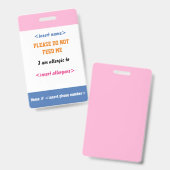 Badge Insigne d'allergie alimentaire (Recto et verso)