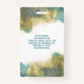 Badge Insigne d'Aquarelle Liquide turquoise Et Or Modern (Dos)