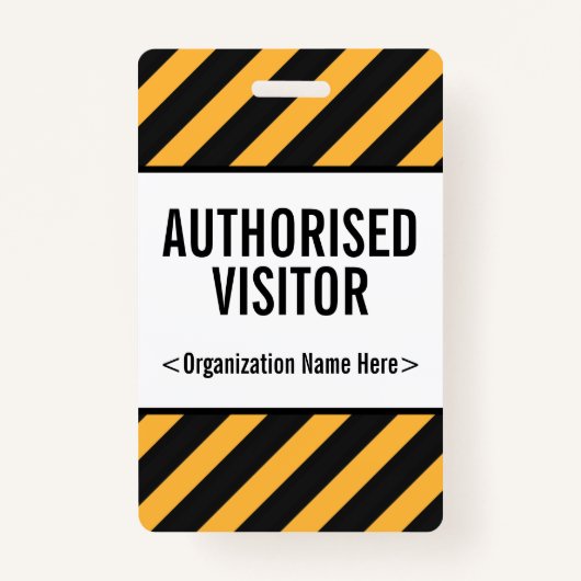 Badge Insigne de Attention-Saisie "A AUTORISÉ VISITEUR" (Devant)