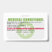 Badge Insigne de carte d'identité Médicale d'urgence (Arrière)