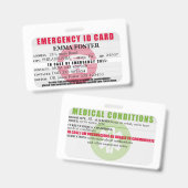 Badge Insigne de carte d'identité Médicale d'urgence (Avant & arrière)