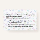 Badge Insigne de chien de thérapie homologué (Dos)