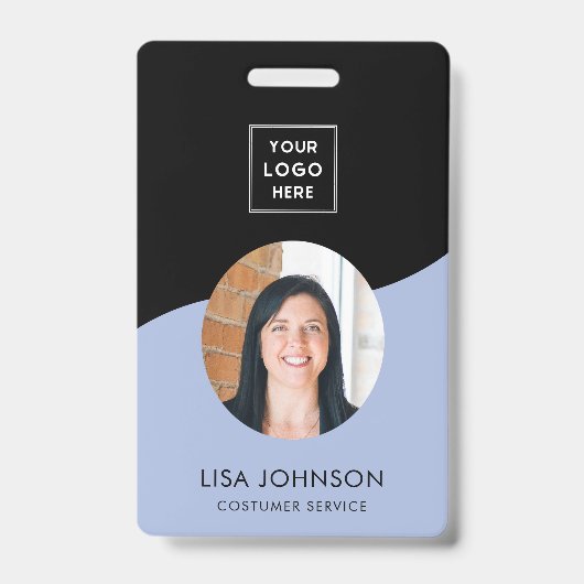 Badge Insigne de code QR minimal du personnel noir moder (Face)