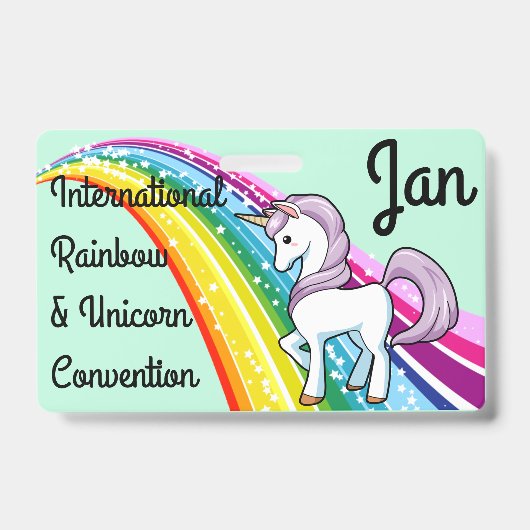 Badge Insigne de convention Unicorn & Rainbow Personnali (Front)