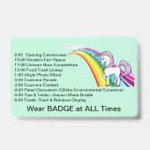 Badge Insigne de convention Unicorn & Rainbow Personnali (Back)