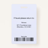 Badge Insigne de l'employé moderne violet Modèle Infirmi (Dos)