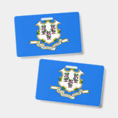 Badge Insigne de nom avec drapeau de Connecticut State, (Avant & arrière)