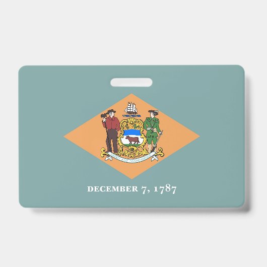 Badge Insigne de nom avec drapeau de l'État du Delaware, (Face)