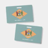 Badge Insigne de nom avec drapeau de l'État du Delaware, (Recto et verso)