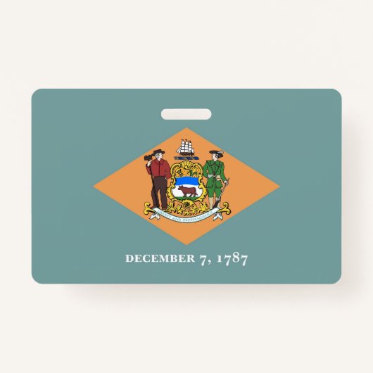 Badge Insigne de nom avec drapeau de l'État du Delaware, (Devant)