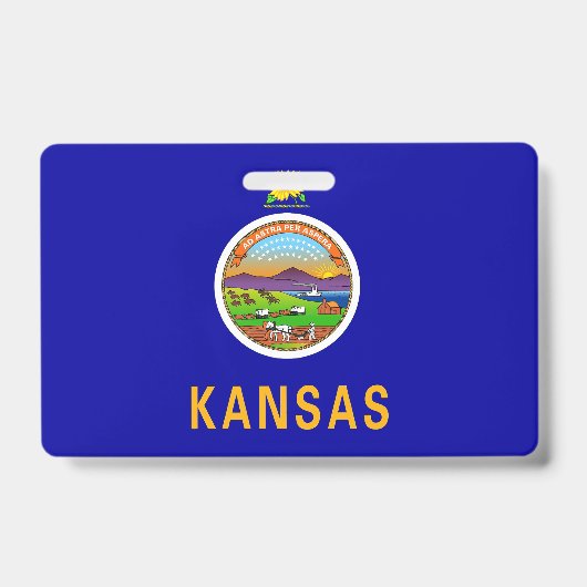 Badge Insigne de nom avec drapeau de l'État du Kansas, É (Avant)