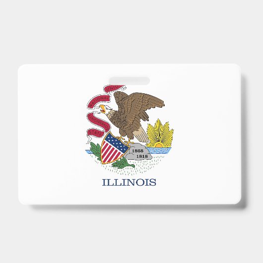 Badge Insigne de nom avec drapeau de l'Illinois State, U (Avant)