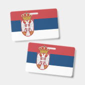 Badge Insigne de nom avec drapeau de Serbie (Avant & arrière)