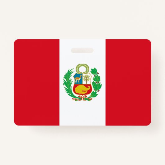 Badge Insigne de nom avec drapeau du Pérou (Devant)