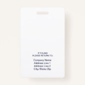 Badge Insigne de nom de l'employé photo | Marine White (Dos)