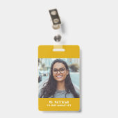 Badge Insigne de nom de l'enseignant avec photo - jaune (Back with Clip)