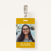 Badge Insigne de nom de l'enseignant avec photo - jaune (Dos avec clip)