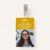 Badge Insigne de nom de l'enseignant avec photo - jaune (Devant avec clip)