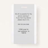 Badge insigne de nom de l'infirmière (Dos)