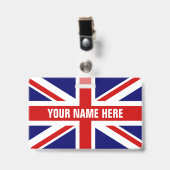 Badge Insigne de nom personnalisé avec drapeau Union Jac (Avant avec clip)