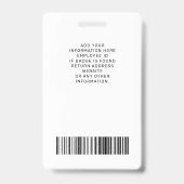 Badge Insigne de nom rose pâle du logo photo de l'employ (Back)