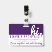 Badge insigne de patience de la fibromyalgie (Face avec clip)
