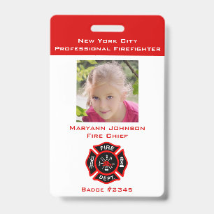 Badge Insigne de pompier fictif pour enfants personnalis