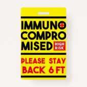 Badge Insigne de sensibilisation à haut risque immunocom (Dos)